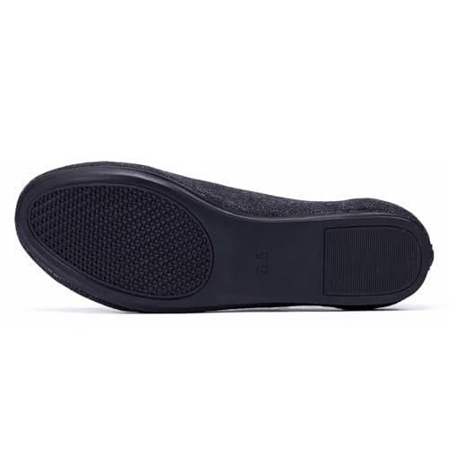 Image of Frank Mully Women's Ballet Flat Shoes Knit Dress Shoes Round Toe Slip On Ballerina Flats for Woman Low Wedge Comfort Soft