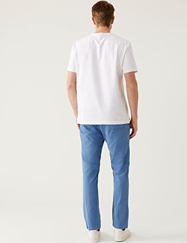 Image of Marks & Spencer Mens Solid Mid Rise Slim Fit Lightweight Trouser