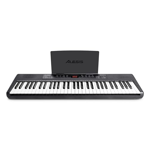 Alesis Melody 61 Keyboard Piano für Einsteiger mit 61 Tasten, Lautsprechern, Tablet-/Notenablage, ohne Zubehör, 300 Sounds und Musiklektionen