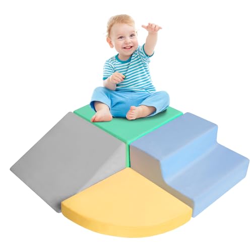 HHH HIKECUCAN Climbing Toys for Toddlers 1-3, Foam Climb Blocks for Baby?4-Piece Baby Climbing Crawling Toys Soft Foam Blocks Activity Play Set