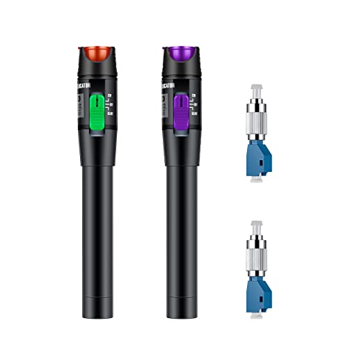 Moocci 2 Pcs Visual Fault Locator Fiber Optic Cable Tester Meter - Fiber Optic Tools Tester Detector Kit with 2 Pcs FC Male to LC Female Adapter for LC/FC/SC/ST, Network Cable Test