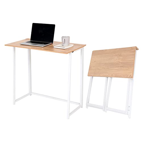 H&H Happy Home Faltbar Tisch Schreibtisch Computertisch klappbar für Homeoffice Büro Arbeitszimmer Metallgestell weiß… – Bild 4