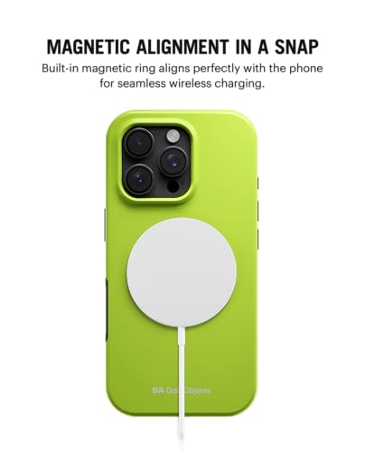 Image of DailyObjects Polycarbonate Enamel Bumper Magsafe Case For iPhone 16 Pro Compatible With Mag-Safe Wireless Charging | Lime Hybrid Magnetic Back Cover