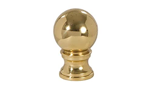 Image of B&P Lamp Solid Brass Sphere Style Polished and Lacquered Finial, 1-3 /8 Inch Height, 1 /4-27 Tap