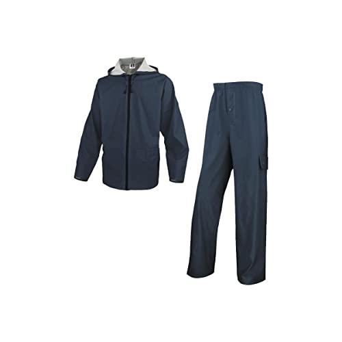 Ensemble pluie veste pantalon DELTAPLUS 10677 bleu XXL, protection contre la pluie forte