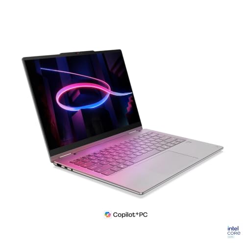 Image of Lenovo Yoga 7i 2-in-1 Laptop with Intel Core Ultra 5 322, 16GB LPDDR5x RAM 1TB SSD, 14 inch WUXGA OLED 100% DCI-P3 Touch Display, Wi-Fi 7, FP Reader, Win11, Luna Grey, w /USB Hub, W /GaLiMu