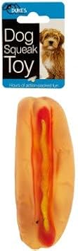 Kole Imports Hot Dog Squeak Dog Toy. Squishy Small Dog Toy Ideal for Stress Relief. Puppy Teething Chew Toy for Anxiety Relief for Aggressive Chewers