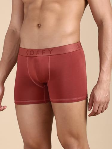 Image of KOFFY Men's Stretchable Cotton Lycra Long Trunk with C-Type Front Open | Wrinkle-Free | Ultra-Soft Elastic