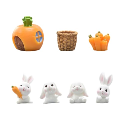 7 Piezas Adornos de Pascua Conejito de Pascua Mini Decoraciones de Conejito Miniatura Resina Figura de Conejo Mini Figuras de Conejito para Decoración de Pastele Jardin de Miniature Ornaments