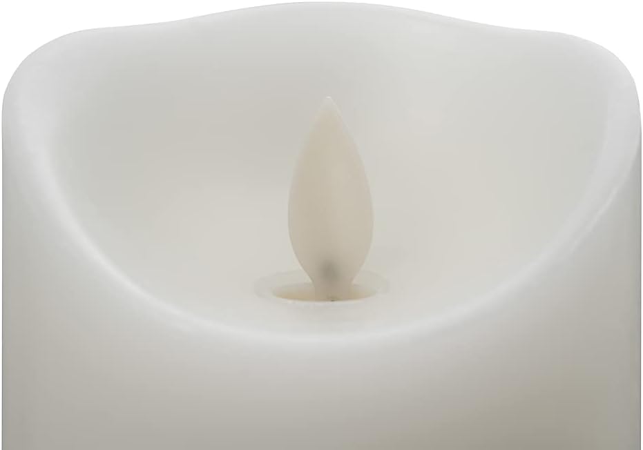 Restaurantware Fire Tek 3 x 7 Inch Flameless Pillar Candles 10 Programable LED Pillar Candles - Dancing Flame For Home Weddings And Parties White Real Wax Battery Pillar Candles Remote Sold Separately