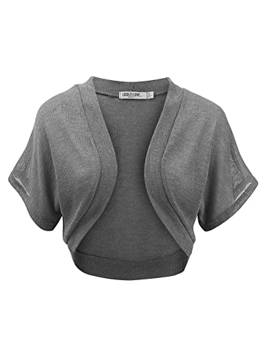 Image of Lock and Love Women's Versatile Open Front Lightweight Short Sleeve Bolero Shrug