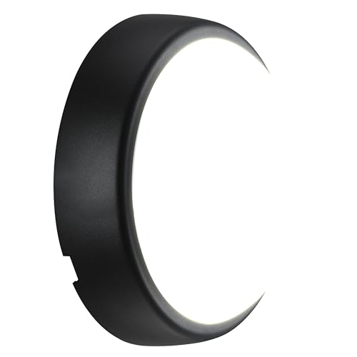 Luceco Eco Mini Luz LED Exterior de Mamparo, Iluminación Exterior Decorativa, Redonda, Negro/Blanco, IP54, 5,5W, 450lm, 4000K, EBE5R40