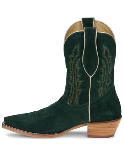 Tony Lama Women's Lea Suede Western Booties Snip Toe - DR3262 7 M US Green3