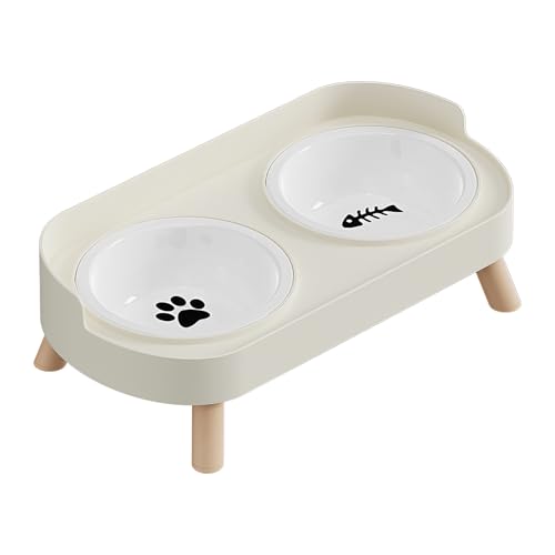 Erhöhte Hundenäpfe | Rutschfester Wasser-Futterspender aus Keramik, 34 x 17,5 x 6 cm für Katzenfutter, Futterstation für Hunde für Welpen von Haustieren