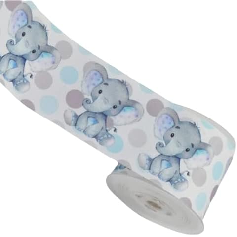 25mm Grosgrain Baby Elephant Ribbon 2 Metres Length x 25 Millimetre Width Baby Shower Newborn Cake Craft Christening Cover