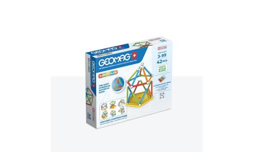 Geomag, Supercolor Recycled, Construcciones Magnéticas, Barras y Paneles de Colores, Paquete de 42 Piezas, Plástico 100% Reciclado