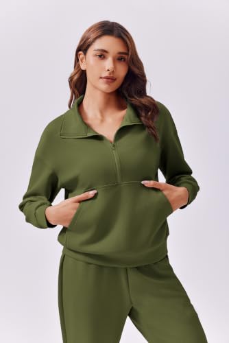Image of PINSPARK 2 Piece Sets for Women 2026 Fall Travel Outfits Long Sleeve Tracksuit Joggers Sets Half Zip Sweatsuit Matching Set