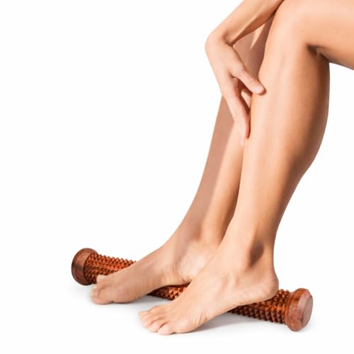 Image of Wooden Acupressure Foot Massager Roller for Pain Relief, Blood Circulation, Stress Relief, Free Feet and Relaxation at Home - 12inch