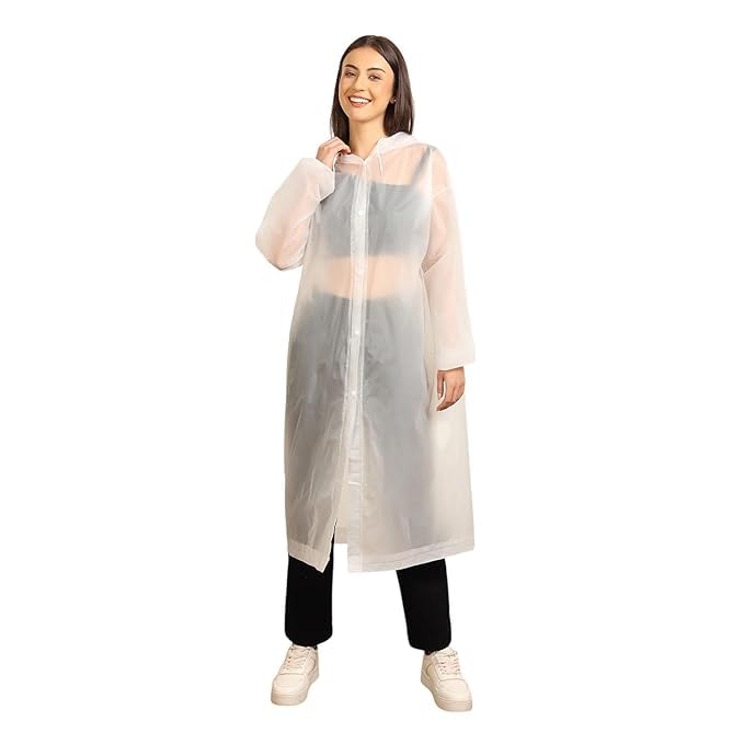 Eco-Friendly EVA Poncho Raincoat for Men & Women, Lightweight Waterproof Coat with Hood, Adjustable Drawstring, Button Closure Reusable & Durable Outdoor Rainwear-Pink-image-43