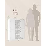 VASAGLE Bathroom Floor Storage Cabinet, Bathroom Storage Unit, Freestanding Cabinet with 4 Doors, Adjustable Shelves, 11.8 x 23.6 x 43.3 Inches, White UBBC552P31 - Image 3