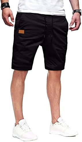 YAOBAOLE Mens Shorts with Pockets Casual Drawstring Workout Shorts Beach Shorts Black L
