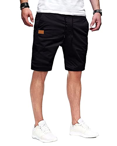 Yaobaole Mens Shorts With Pockets Casual Drawstring Workout Shorts Beach Shorts Black L #TOP2