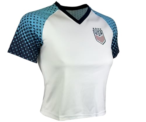 Icon Sports Officially Licensed Girl's U.S. Soccer 4-Star USWNT Short Sleeve Cropped Shirt3