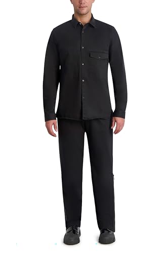 1 Poche Poitrine Haut à Manches Longues Homme Coton Stretch Anti-Déformation