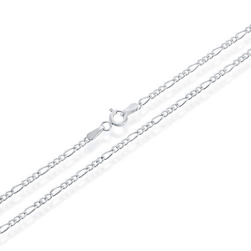 Nyc Sterling Authentic Solid Sterling Silver Figaro Link .925 Itprolux Necklace Chains 1Mm - 7.5Mm, 16" - 30", Made In Italy, Men & Women, (16, 1.5Mm) #TOP1