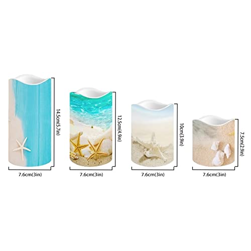 Jeiento Ocean Theme Flameless Candles, Beach Flickering Led Candles With Remote Timer, Battery Operated Real Wax Pillar Candle For Home Bedroom Party Wedding Decor, Set Of 4 #TOP1