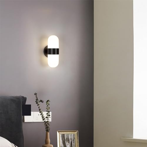 Image of Tubicen Mid Century Modern Wall Sconce Bathroom Black Art Deco Wall Light Integrated LED Dimmable Cylinder Sconces Wall Lighting for Living Room Bedroom Bathroom 7W 4000K Hardwired