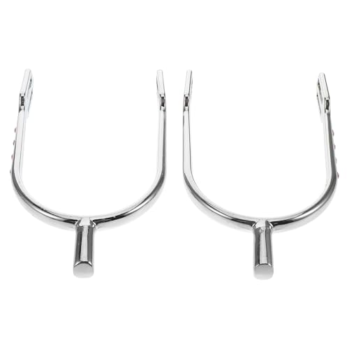 Ciieeo Espuelas de Aleación de Zinc para Equitación Masculina Estilo Inglés con Cristales Brillantes, Extremo Redondo y Correas Occidentales, Accesorio Ecuestre para Montar Caballo