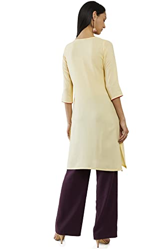 Image of Soch Women Yellow Rayon Embroidered Kurta