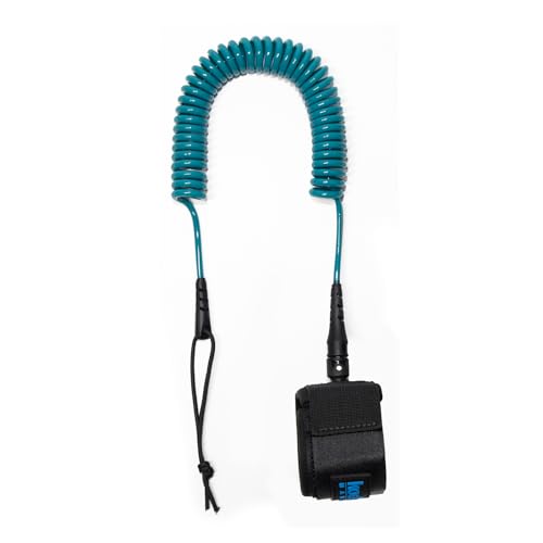 KOETSU 10フィートの丈夫なSUPリーシュ | 5.5mmの折れにくいコア | サーフボードの安全を守る | 絡まりにくい360°回転式 | 持ち運びに便利なキーコンパートメント