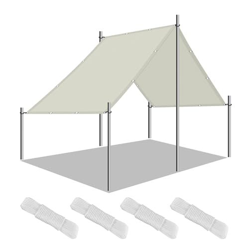 Voile d'ombrage carré 5x8m blanc cassé avec oeillets de fixation pour jardin - 2