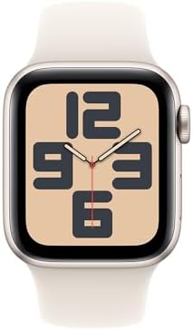 Apple Watch SE GPS • Caixa estelar de alumínio – 40 mm • Pulseira esportiva estelar – P/M
