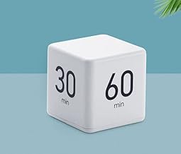 White Cube Timer, Digital Study Timer with LED Light Alarm, Gravity Sensor Flip Timer for Time Management, Countdown Setting for Exercise Working (15-20-30-60)