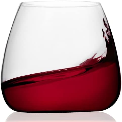 Sipour Stemless Set 4 (13.5 oz) – Hand-Blown Crystal Lead-Free Short wine glasses – Elegant Modern Round for Hosting Parties