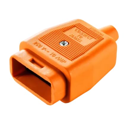 LEDANGEL Inline Plug Socket Connector Set 2-Pin & 3-Pin Male & Female Rewireable Plugs 250V 10A Screw Terminal with Snap-Lock & Gold-Plated Pins Black/White/Orange (2 PIN ORANGE) - Image 3