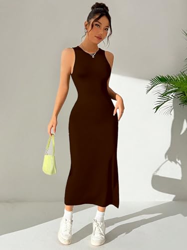 Image of Aahwan Women Bodycon Black Solid Simple Sleeveless Fish Tail Hem Backless Dress