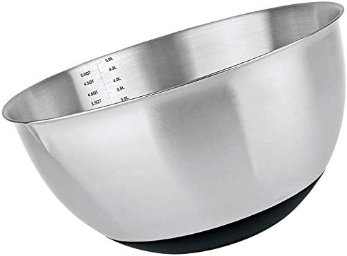 MGE - Mixing Bowl Stainless Steel - Mixing Bowl Large Stainless Steel Mixing Bowl with Nonslip Silicone Bottom - Metal Kitchen Bowl - Mixing Bowl, Salad Bowl - Kitchen Bowl with Non-Slip Base - 26 cm