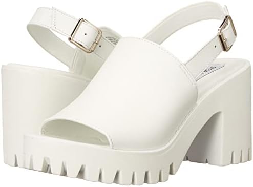 Steve Madden Women's Sunnyside Heeled Sandal, White Leather, 8.5 | Image 6