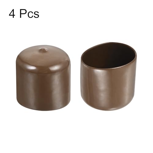 Image of uxcell 4pcs Rubber End Caps 41mm(1 5 /8 inch) ID Vinyl Round Tube Bolt Cap Cover Screw Thread Protectors Brown, 40mm Height