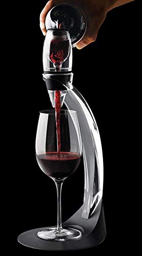 Deluxe Wine Aerator Aerating Pourer Spout and DecanterEssential Red Pourer and Decanter Tower Stand Set Enhances Flavors with Smoother Finish