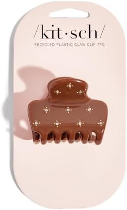 Kitsch Rhinestone Hair Claw Clip, Strong Grip Recycled Plastic Hair Clip for Thick, Curly & Fine Hair, Medium | Ideal Gifts for Women, Camel, 1pc