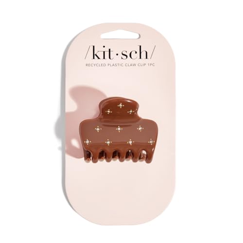 Kitsch Rhinestone Hair Claw Clip, Strong Grip Recycled Plastic Hair Clip for Thick, Curly & Fine Hair, Medium | Ideal Gifts for Women, Camel, 1pc