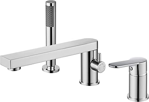 Mitigeur de baignoire long spout en laiton noir mat et spray à main