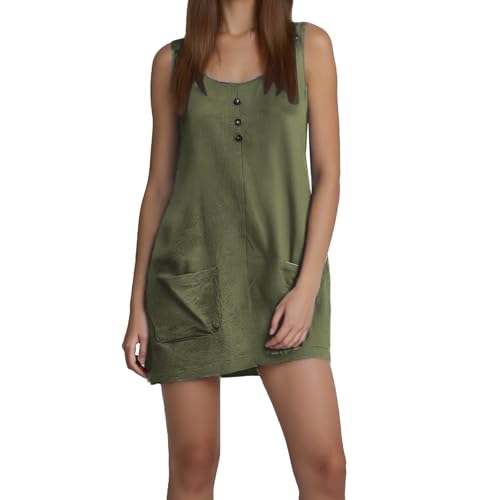 Robe pull femme lin léger tenue d'été unie à lanières amples
