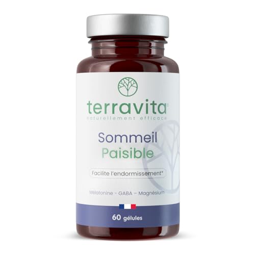 SOMMEIL PAISIBLE | Mélatonine 1,9mg + GABA + Magnésium Bisglycinate | Endormissement Rapide et Sommeil Réparateur | 60 Gélules Végétales | Made in France |...