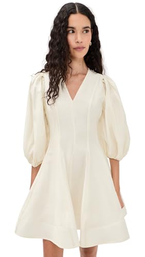 English Factory Womens Puff Sleeve Flare Mini Dress Cream S